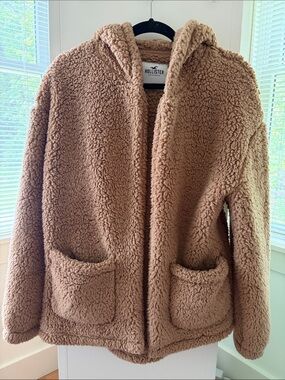 Hollister Teddy Sherpa Hoodie Jacket - Light Brown